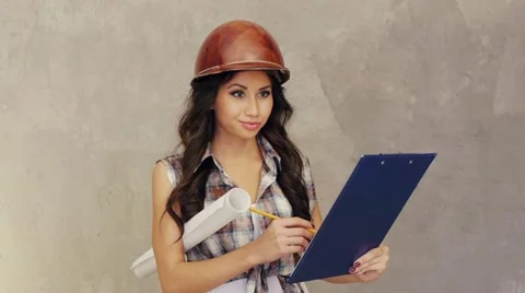 Female architect Stock Footage 12292741