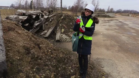Female Architect inspecting the construction site Stock Footage 103593083