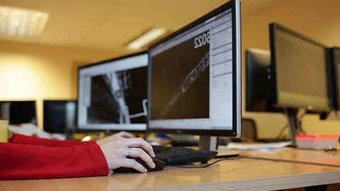 Female architect or engineer designing building Stock Footage 70108903