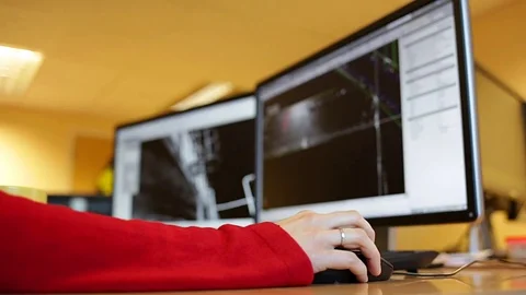 Female architect or engineer designing building Stock Footage 70110358