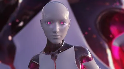 Female Artificial Intelligence AI Android Stock Illustration