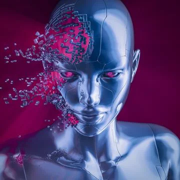 Female artificial intelligence shatter Illustrazione stock
