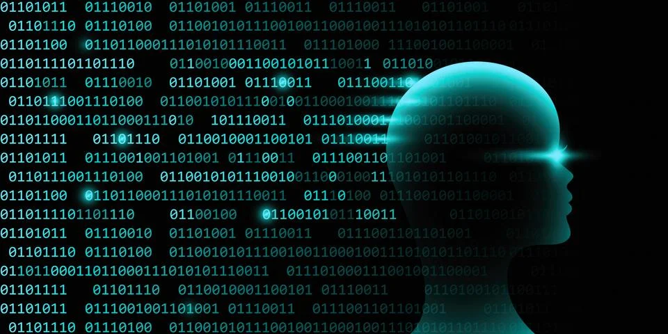 Female artificial intelligence technology concept with binary code イラスト素材