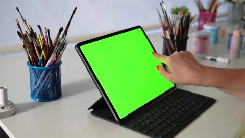 Female artist using the tablet Stock Footage 149750246