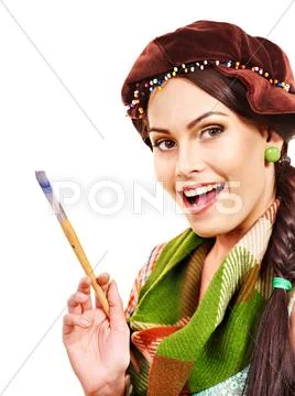 Female artist at work. Stock Photos