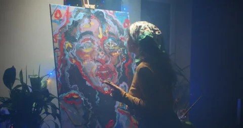 Female artistworking in her studio Stock Footage 148843053