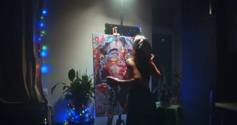 Female artistworking in studio Stock Footage 148755047