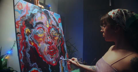 Female artistworking in studio Stock Footage 148757043