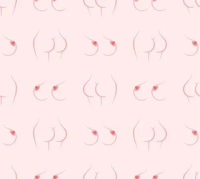 Female ass and breasts pattern seamless. butt and tits background. Beautifu.. Stock Illustration