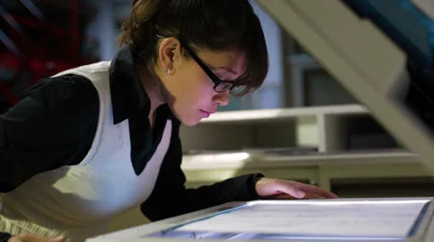 Female assistant using copy machine Stock Footage 26593942