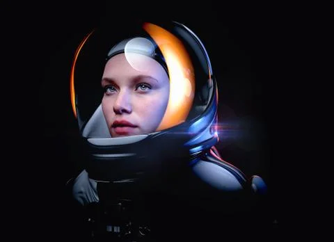 Female astronaut 3d rendering Stock Illustration