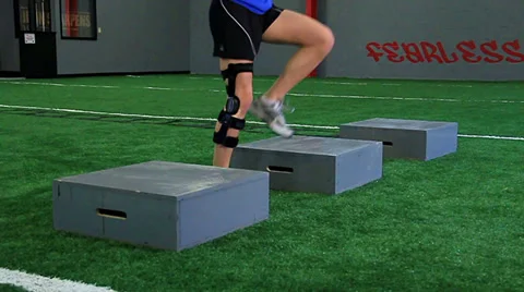 Female Athlete Box Drill Angled Stock Footage 33298769