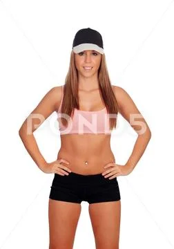 Female athlete with cap ready for sports Stock Photos