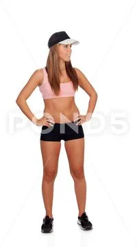 Female athlete with cap ready for sports Stock Photos