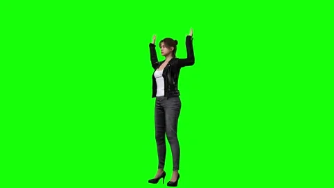 Female athlete performing light exercise movement on green screen Stock Footage 328636401