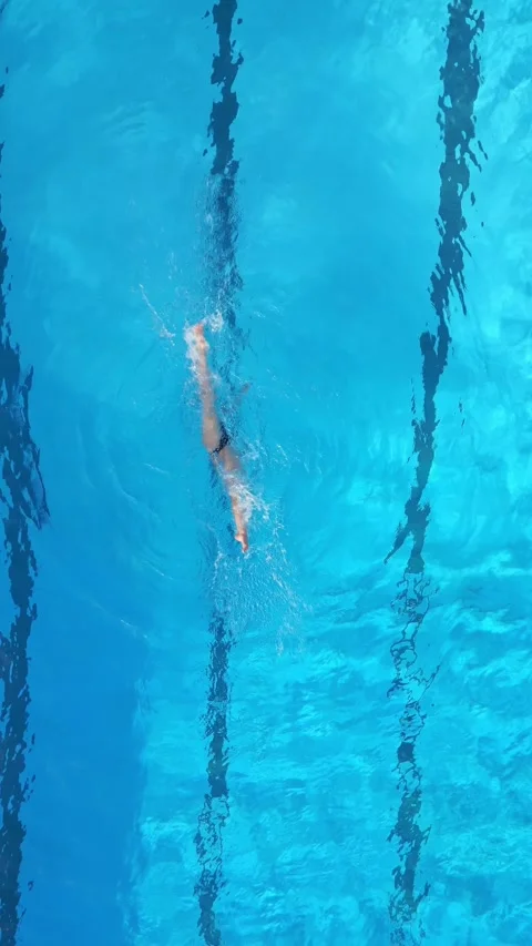 A female athlete performs synchronized swimming routines in an outdoor pool, as Stock Footage 270154789