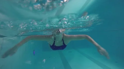 Female Athlete Practicing Breaststroke Stock Footage 77023654