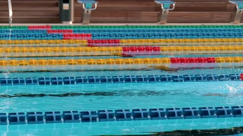 Female Athlete Practicing Freestyle Stroke In The Controlled Swimming Pool Stock Footage 74351743