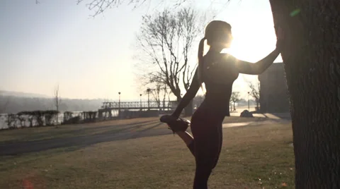 Female athlete stretching Stock Footage 33689736