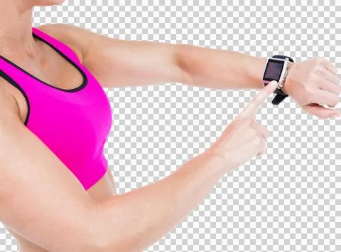 Female athlete using her smart watch Stock Illustration