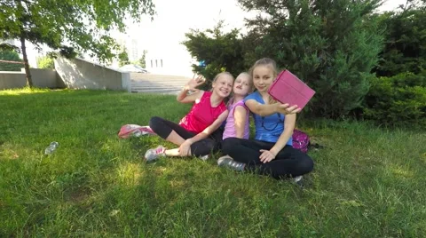 Female athletes after exercise doing SELF Stock-Footage 51605008