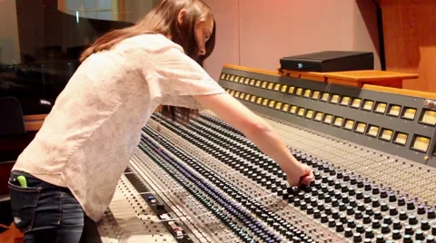 Female Audio Engineer at Recording Console (Color) Video stock 54465362