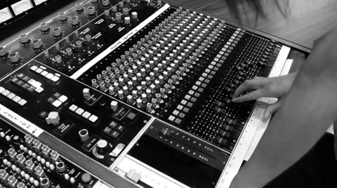 Female Audio Engineer at Recording Studio (Black &amp; White) Video stock 54671564