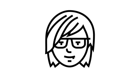 Female avatar emo line icon animation Stock Footage 326129150