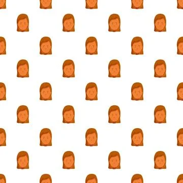Female avatar head seamless pattern on white background Illustrazione stock