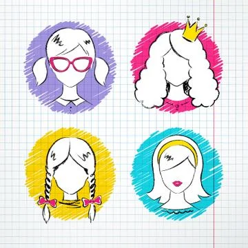 Female avatar set Stock Illustration