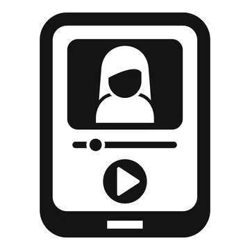 Female avatar on video play interface icon Stock Illustration