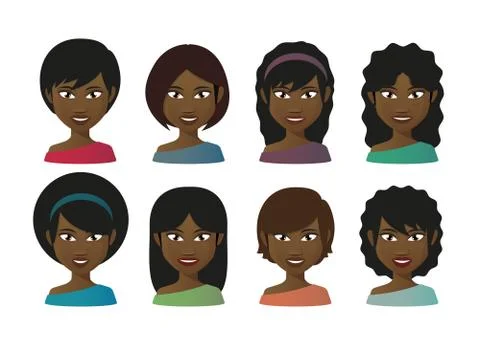 Female avatars Stock Illustration