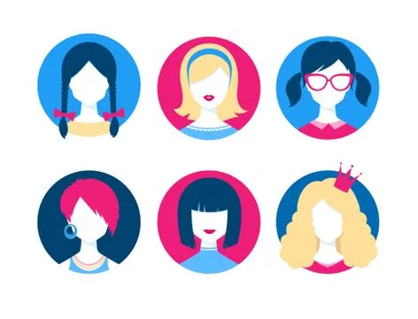 Female avatars Stock Illustration