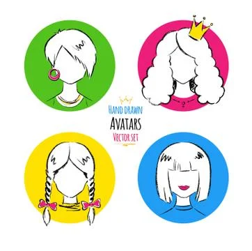 Female avatars Stock Illustration
