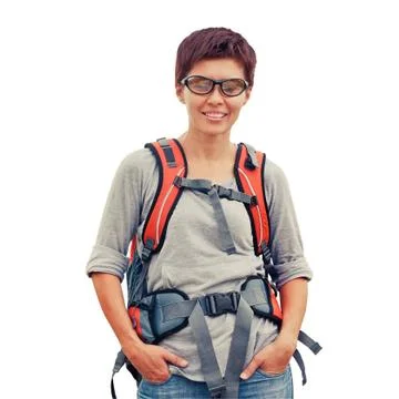 Female with backpack Stock Photos