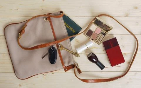 Female bag with things Stock Photos