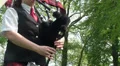 Female bagpipe player close up at Highland Gathering HD Footage