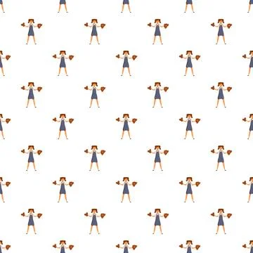 Female baker pattern baking pastries and sweets Stock Illustration