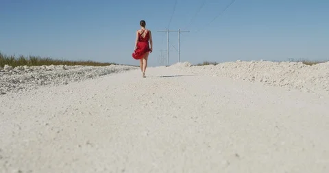 Female ballet dancer walking down country road Stock Footage 107672563