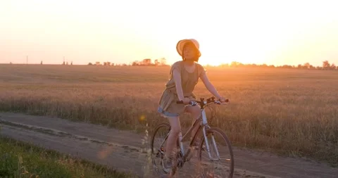 Female with bicycle Stock Footage 138649761