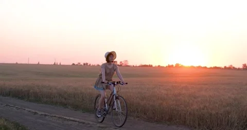 Female with bicycle Stock Footage 138649866