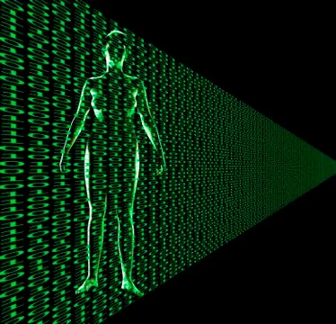 Female with binary code イラスト素材