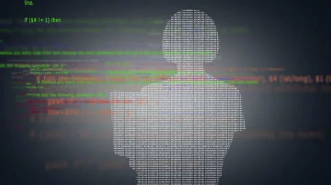 Female Binary Coder Silhouette (White) Stock Footage 46943513