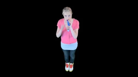 Female blowing up balloon Stock Footage 8945162