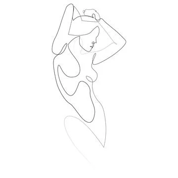 Female body one line drawing. Hand drawn minimalism style vector illustration Stock Illustration