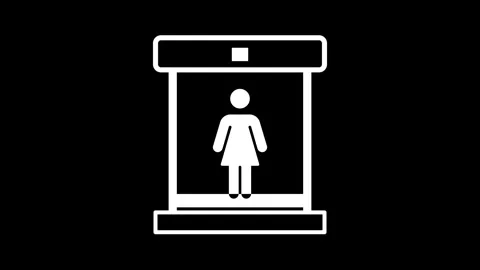 Female body scanner icon inside a scanner gate animation Stock Footage 341384456