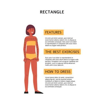 Female body shape rectangle - features, best exercises and how to dress. 스톡 일러스트