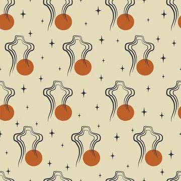 Female body with sun simple pattern. Abstract witchcraft woman silhouette. Ha Stock Illustration