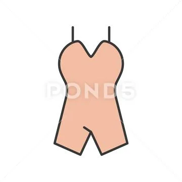 Female bodysuit underwear filled color outline editable stroke ~ Clip ...