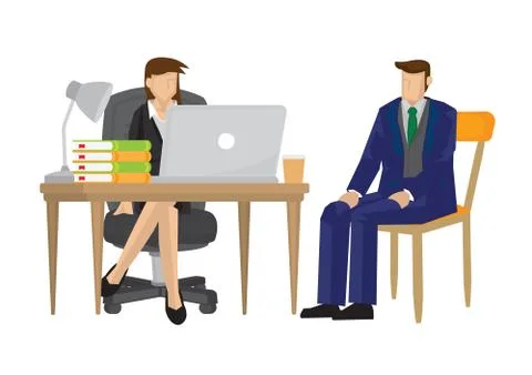Female boss interview candidate for a vacancy for her company. Illustrazione stock